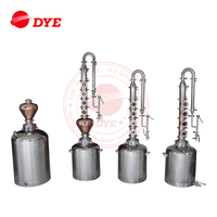 Hot sale 50L 100L 150L200L home reflux distillation equipment with 4 6 8 plates red copper coulmn